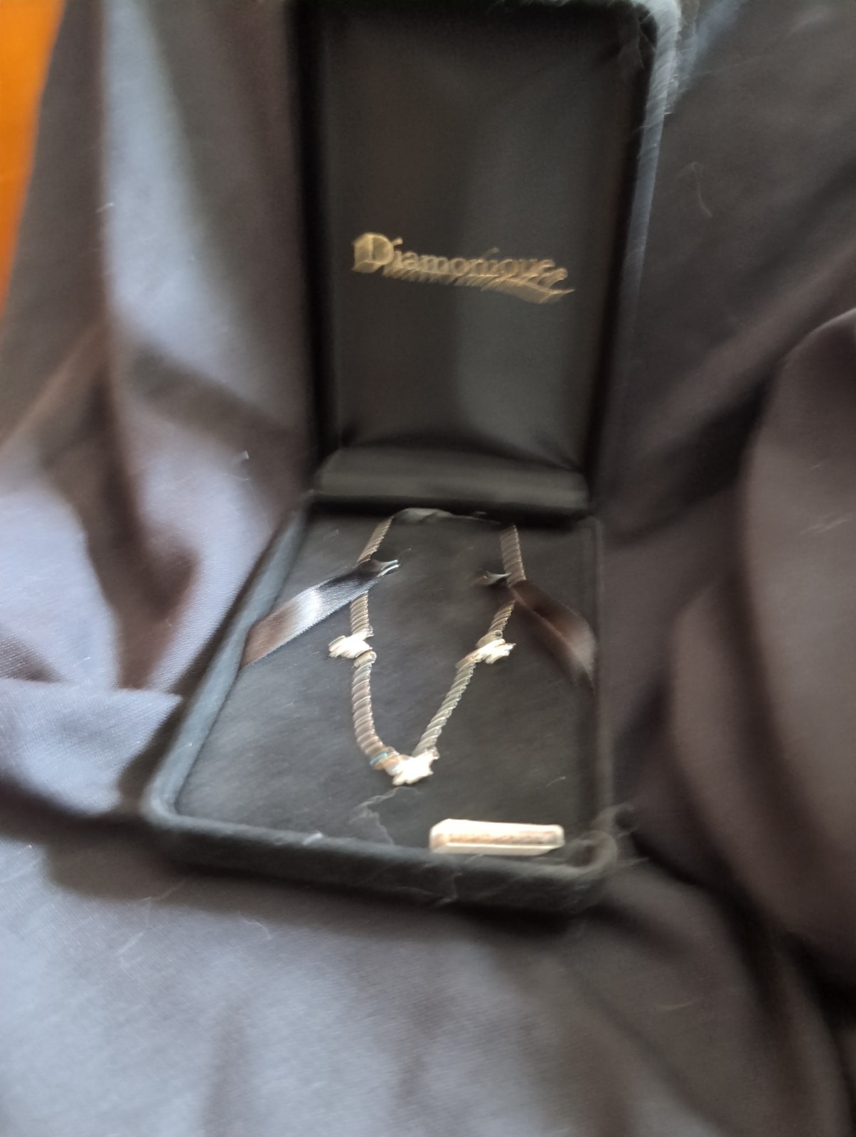 Rare Diamonique Sterling Sliver 925 Butterfly Trio Crystal Necklace NIOB