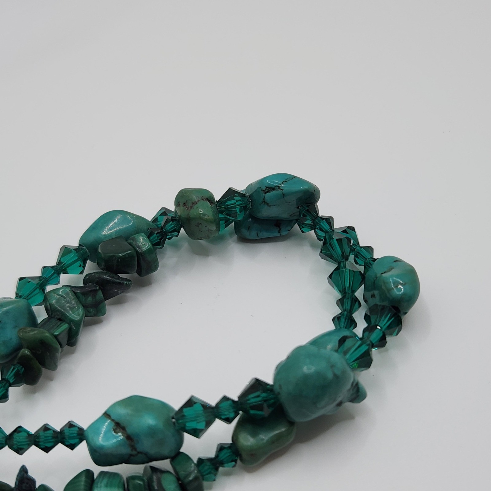 Boho Turquoise Malachite 925 Sterling Silver Bracelet Earrings Set Green Glass