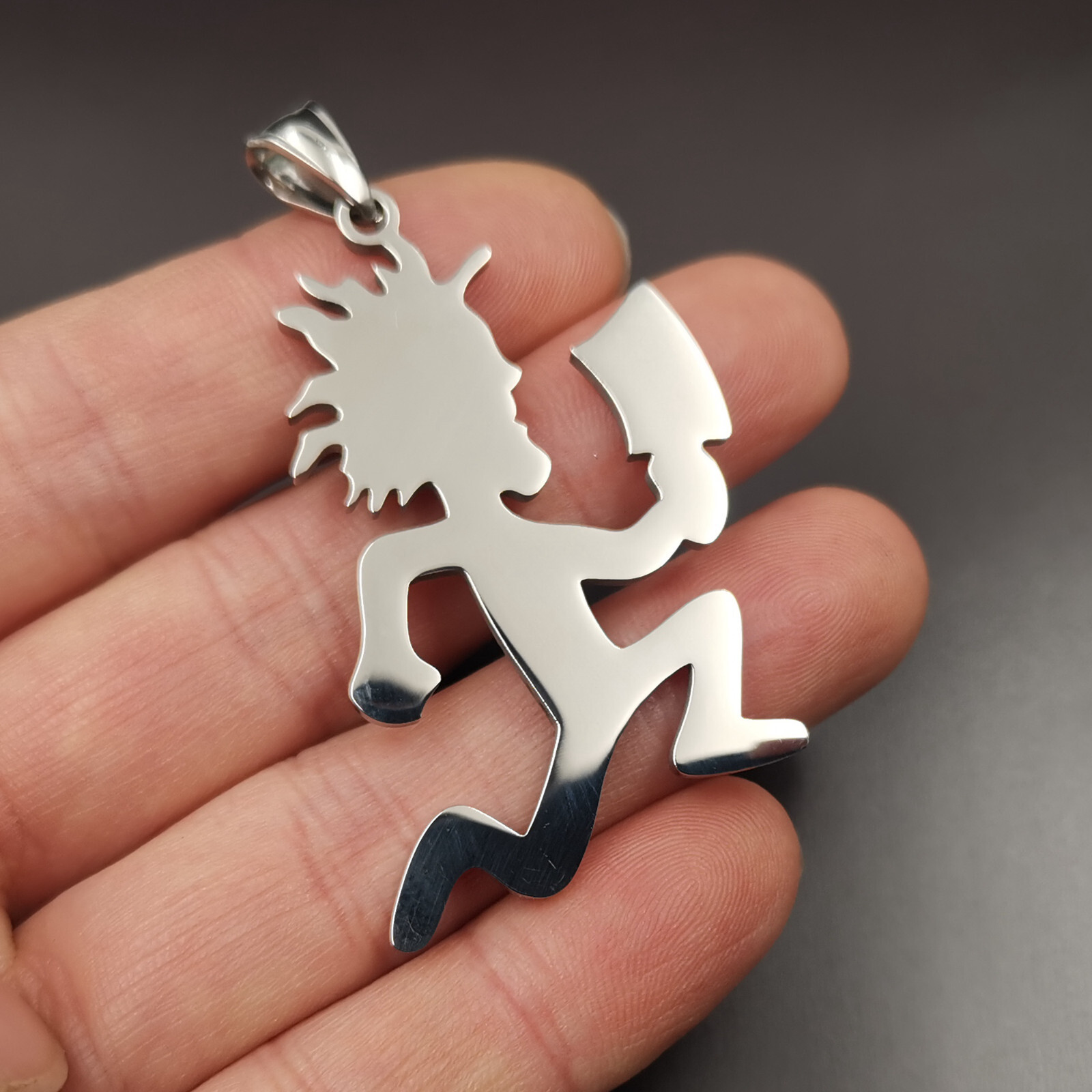ICP Hatchetman Charm Juggalo Pendant Necklace Stainless steel Rolo Chain 24”