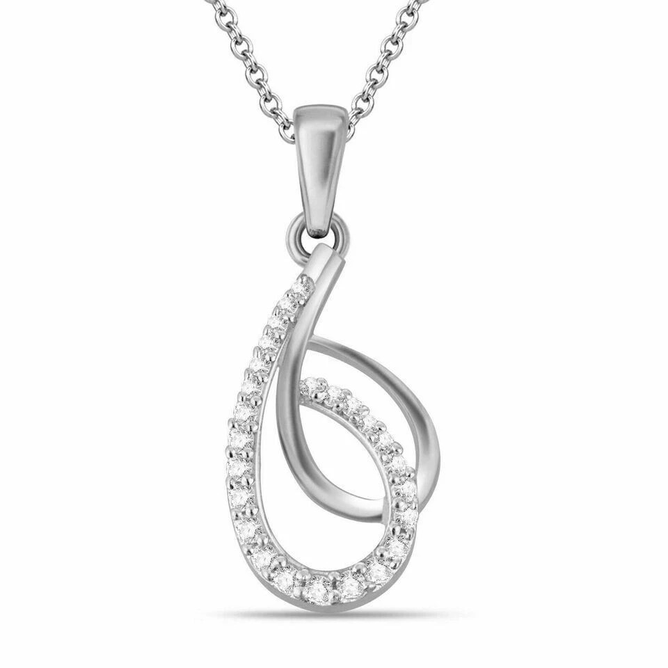 1.20Ct Round Lab Created Diamond Infinity Drop Pendant In 14K White Gold Plated