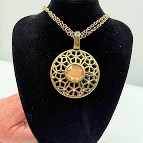 Premier Designs Reversable Pendant: Silver & Bronze Rhinestone