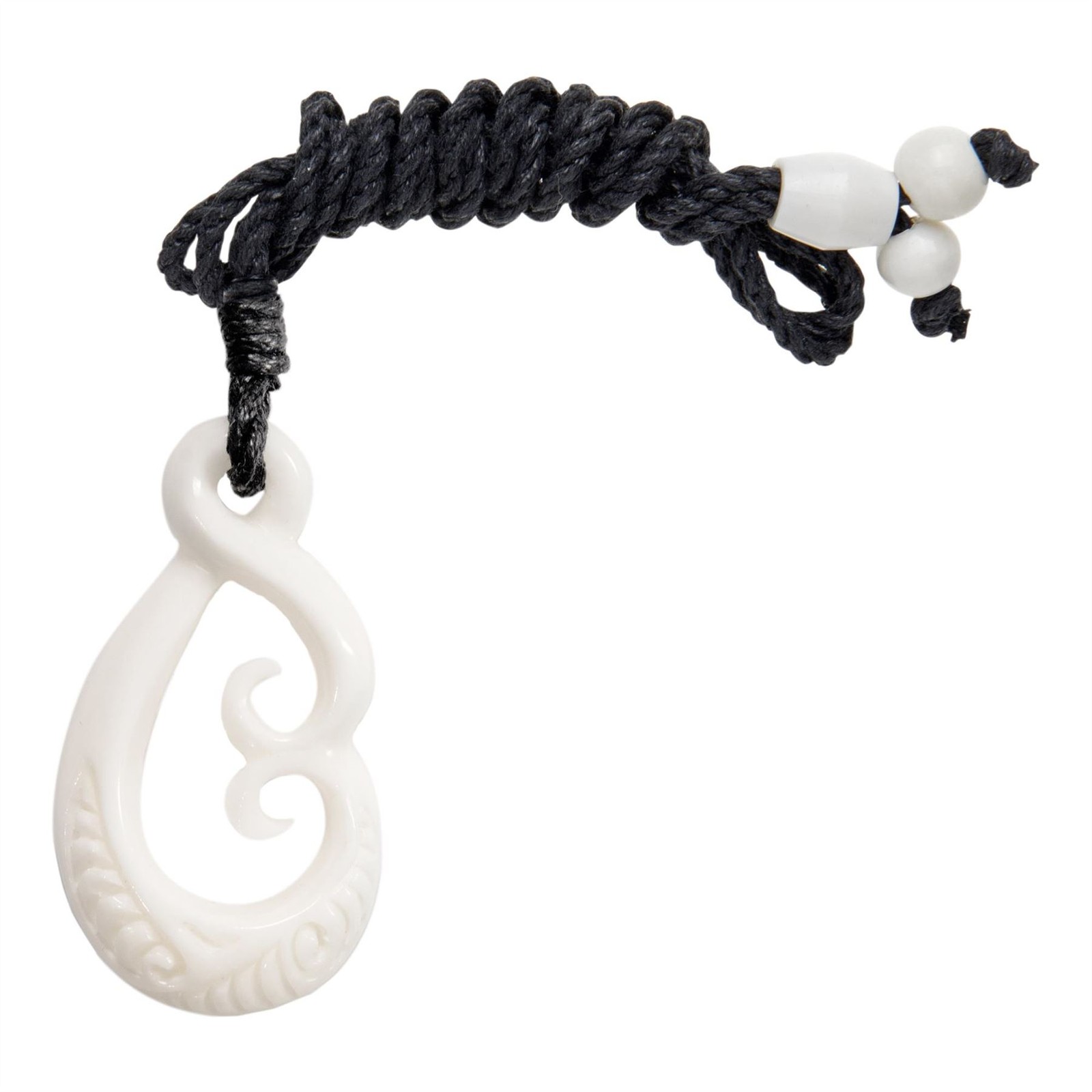 81stgeneration Bovine Bone Pendant Maori Pikorua Double Koru Cord Necklace