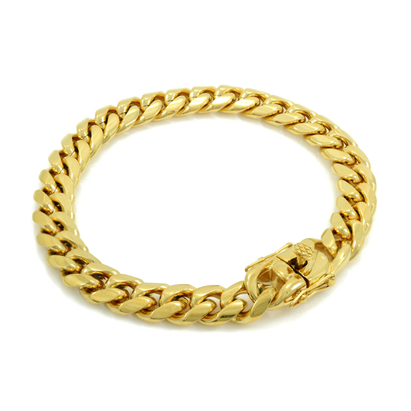 9inch Long Solid 18K Gold Plated 6mm-18mm Miami Cuban Curb Link Chain Bracelet