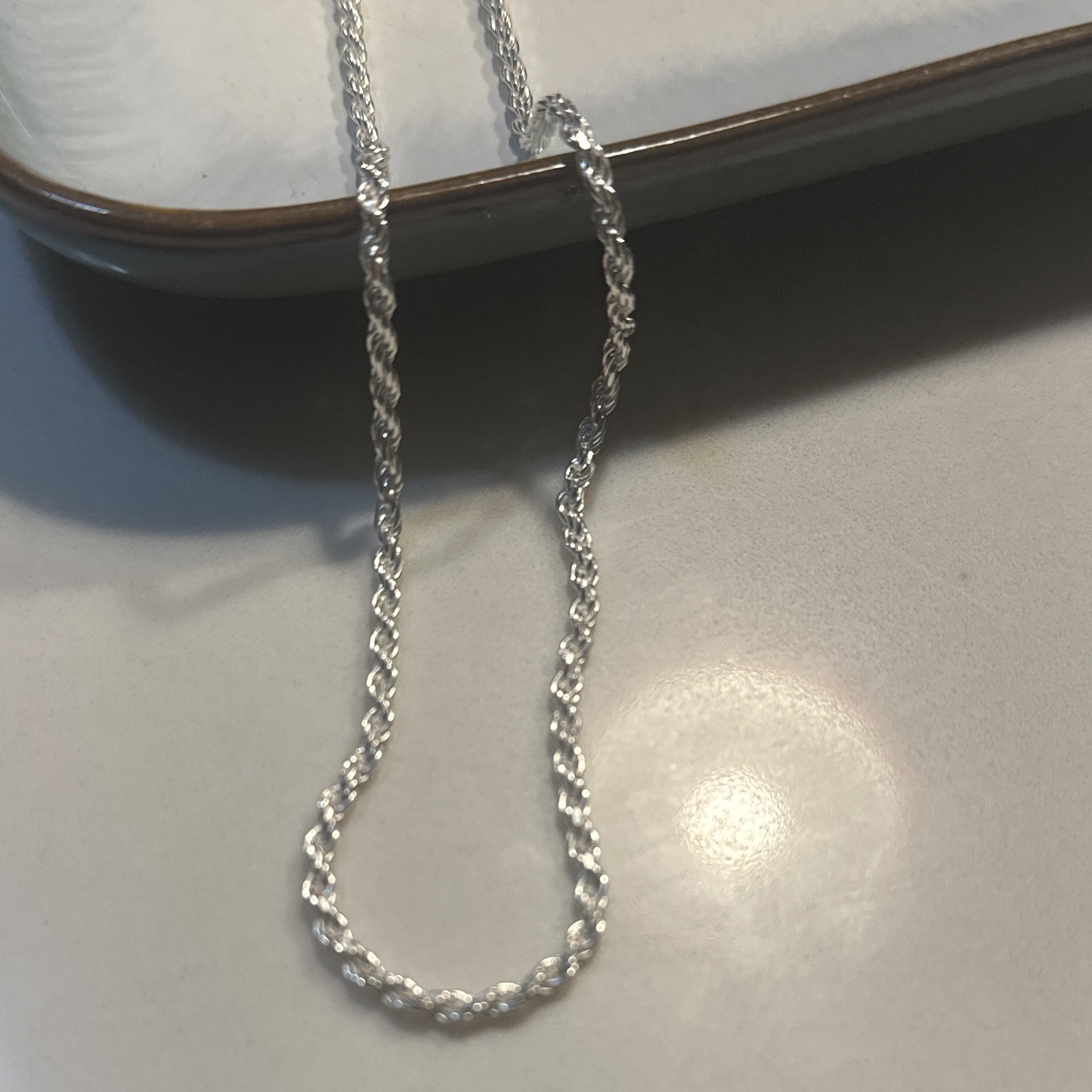 Sterling silver 26 inch ￼￼ Rope Chain Necklace, No Stone, Lobster Clasp Closure