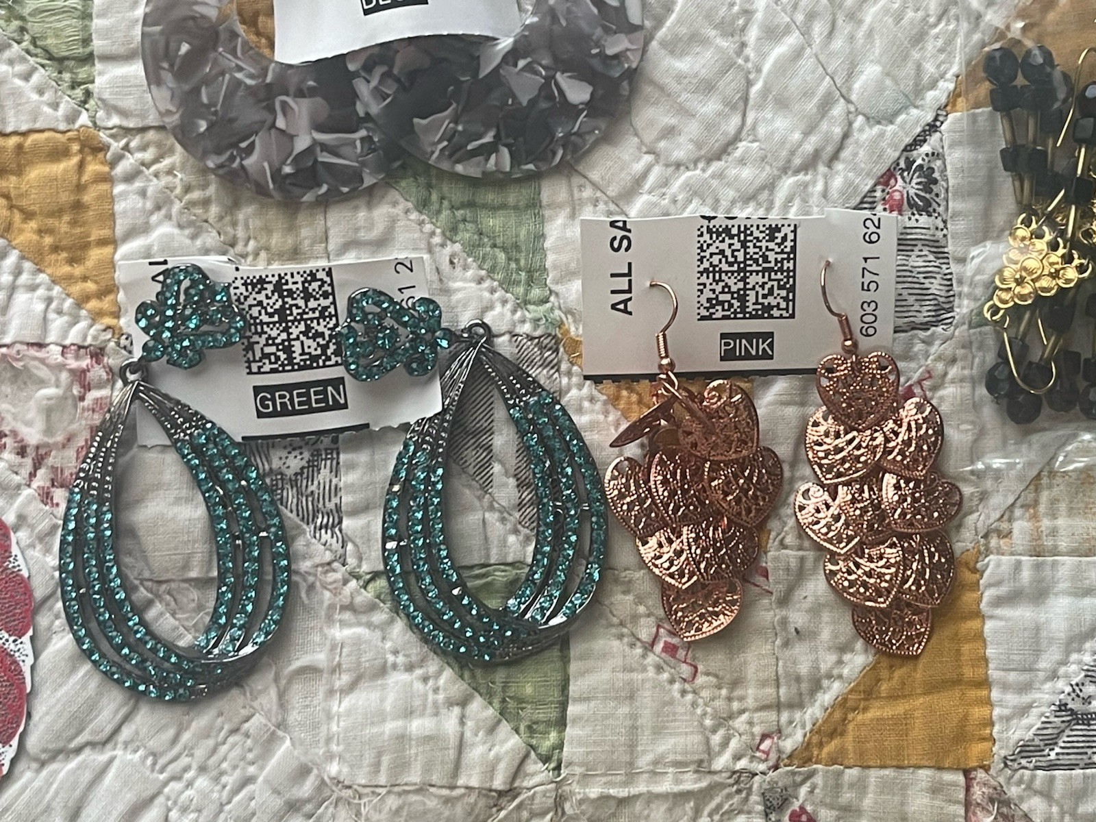 EARRINGS LOT DANGLE DROP HOOP STUD RHINESTONE