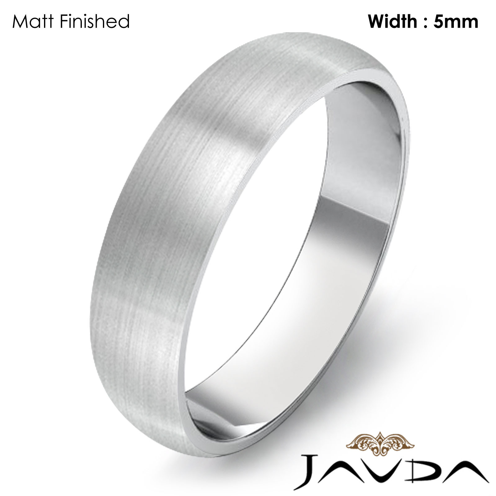 5mm Platinum 950 Ring Dome Plain Polish Women Wedding Band 6.3gram Size 4 – 4.75