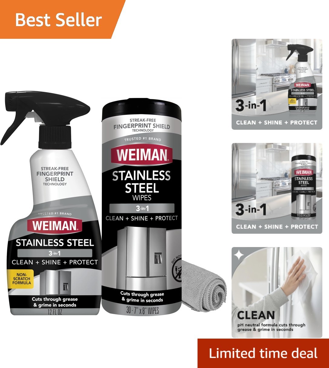 3-Piece Stainless Steel Cleaner & Polish Kit – Streak-Free Shine & Protection