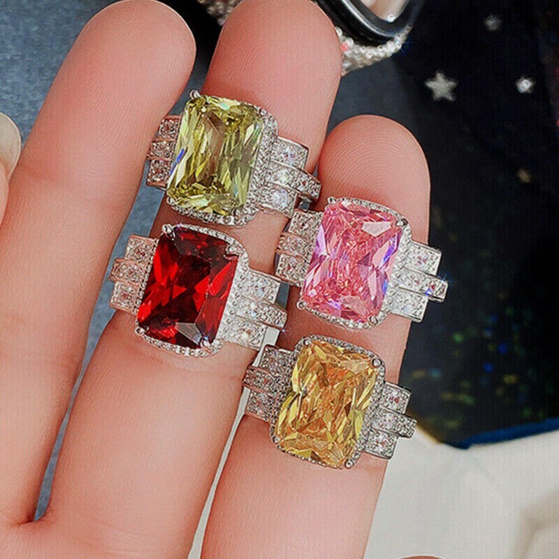 925 Silver Plated Luxurious Ring For Birthday Gift 3.5 CT CZ Women Wedding Ring