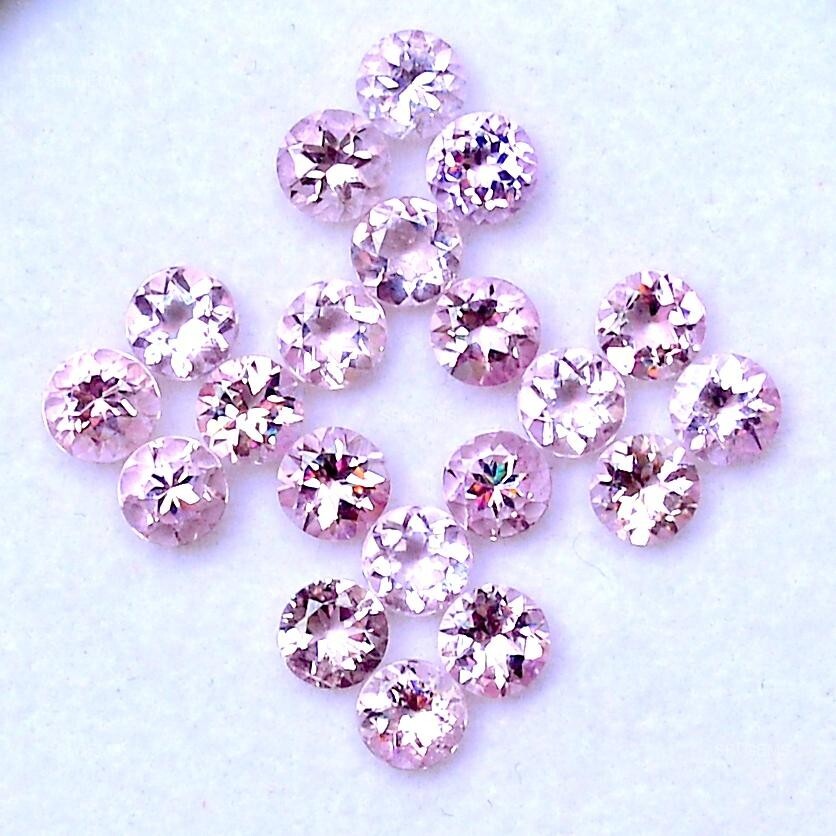20 Pcs Natural Round Brazilian Morganite Faceted Wholesale Lot 4x4x3 mm Gemstone
