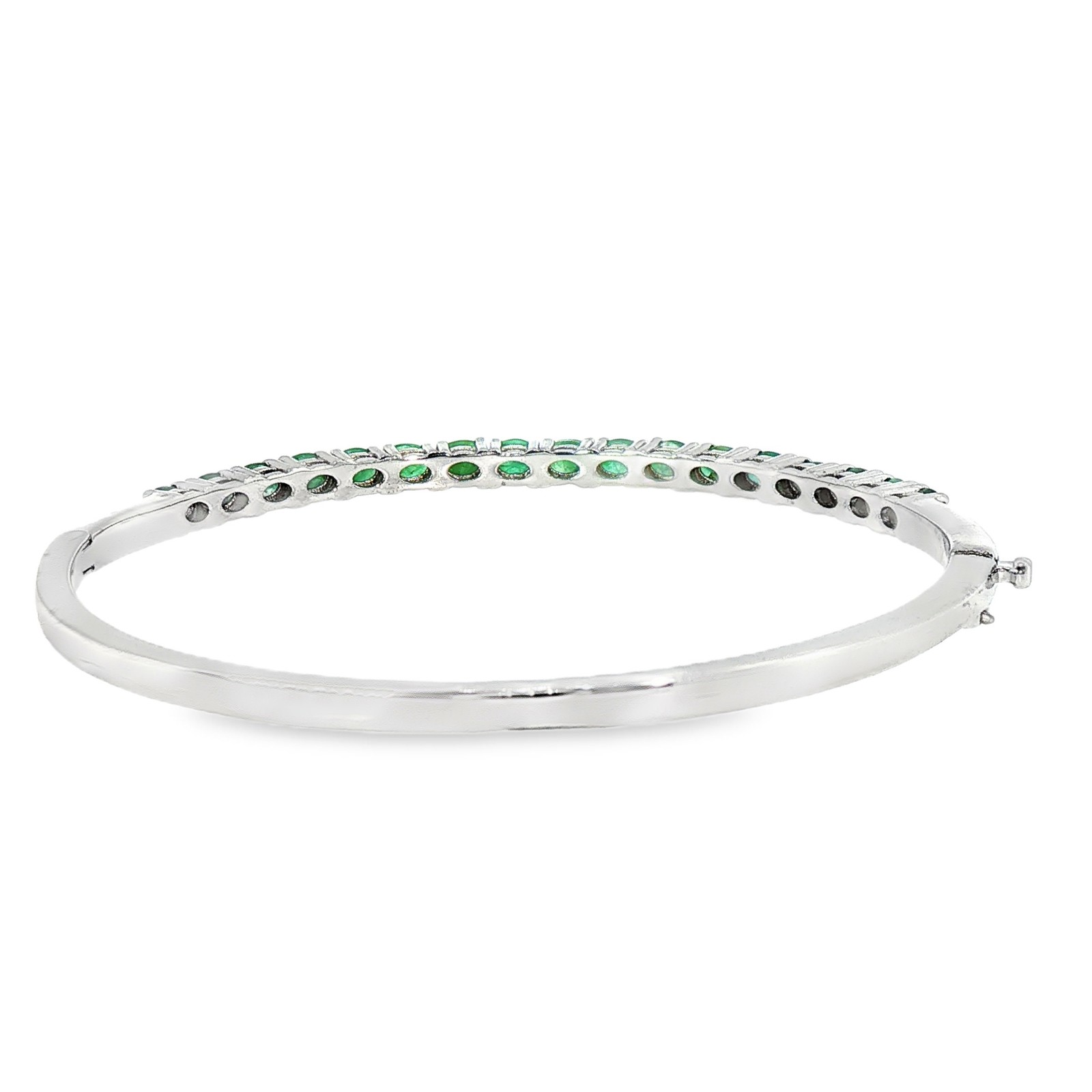 Emerald Gemstone 925 Sterling Silver 65x4mm Oval Bangle Bracelet Top Rich Green