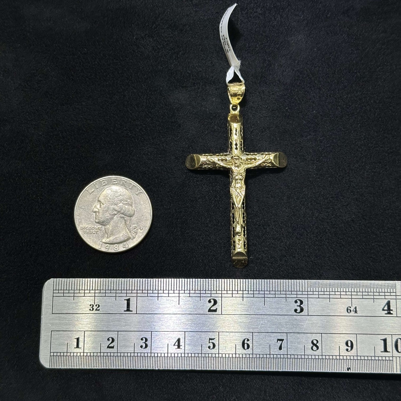 10k Real Gold Charm Jesus Cross Crucifix Christian Catholic Pendant