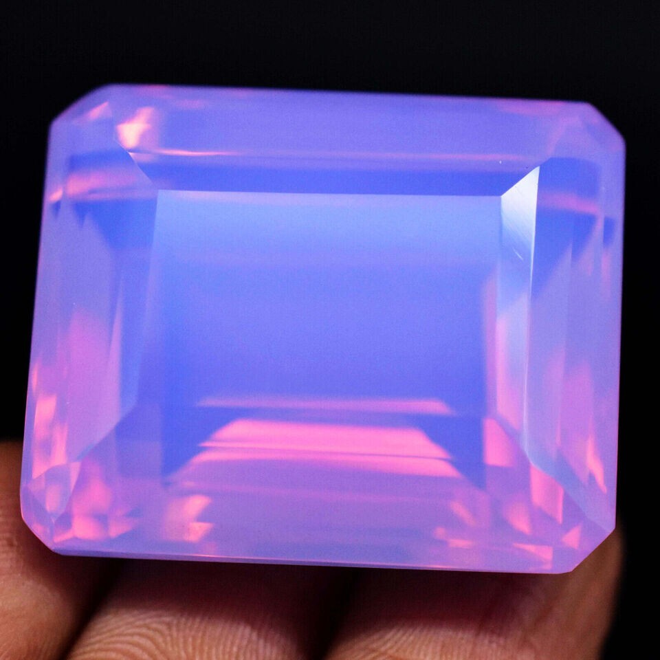 81.40 Ct. Large Ethiopian Natural Purple-Pink Opal Emerald Cut Loose Gemstone