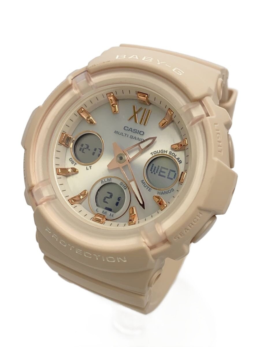 CASIO Solar Watch BABY G Digital Analog Rubber White Pink