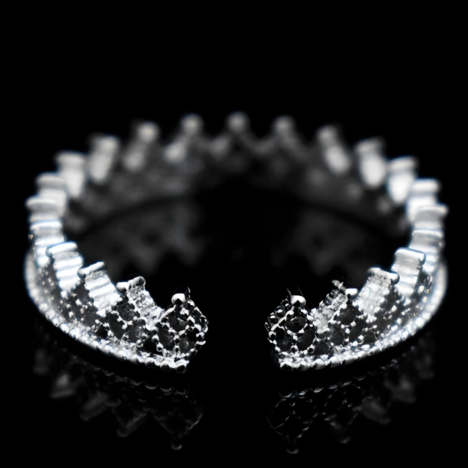 925 Sterling Silver Tiara Ring, Adjustable Crown Ring Sparkling CZ Stones 372