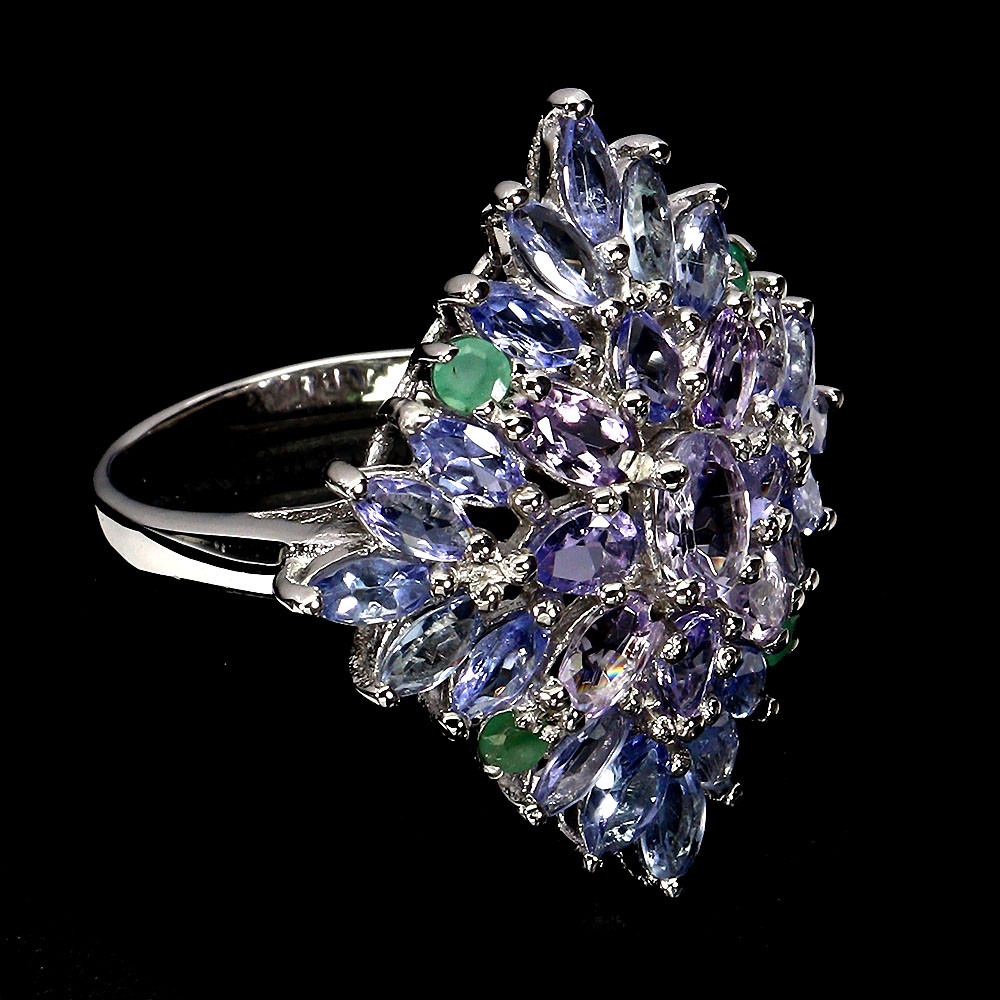 925 Sterling Silver Ring Oval Tanzanite 6x4mm Emerald Gemstone Jewelry Size 9