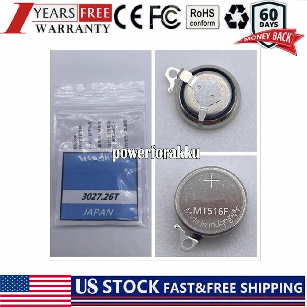For Seiko Solar Watch Capacitor Battery MT516F V115 V116 V117 302726T, 3027-26t