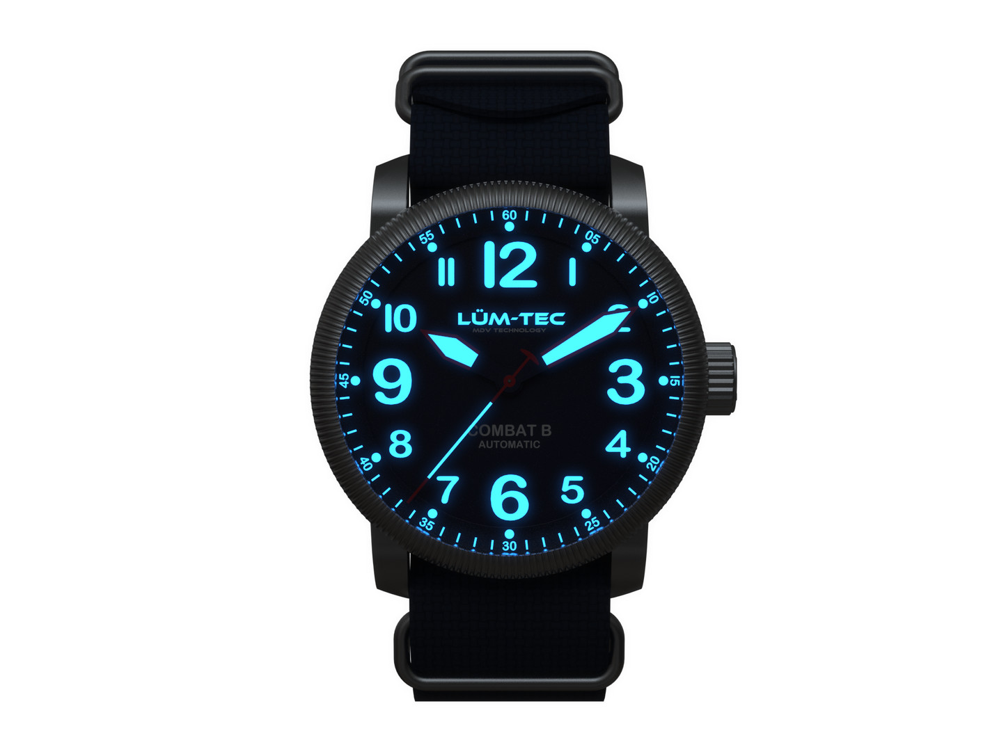 Lum-Tec Automatic Mens Watch Combat B70 43mm Black Dial Miyota Japan 9015 Hack
