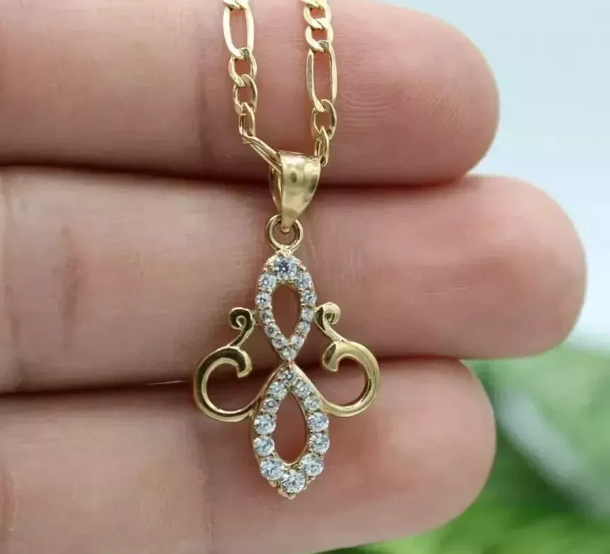 Round Cut Simulated Diamond Stunning Fancy Charm Pendant 14K Yellow Gold Plated