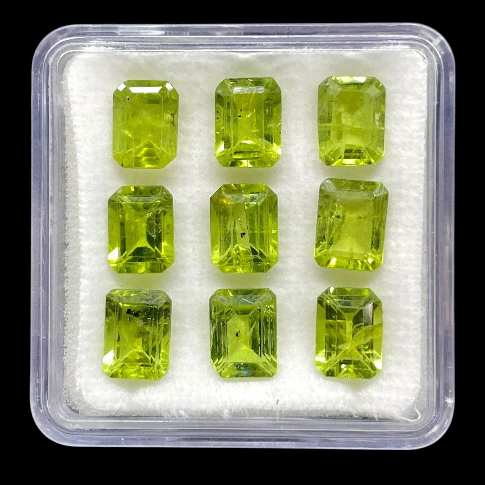 9 Pcs Natural Peridot 8x6mm Emerald Cut Green Loose Untreated Gemstones