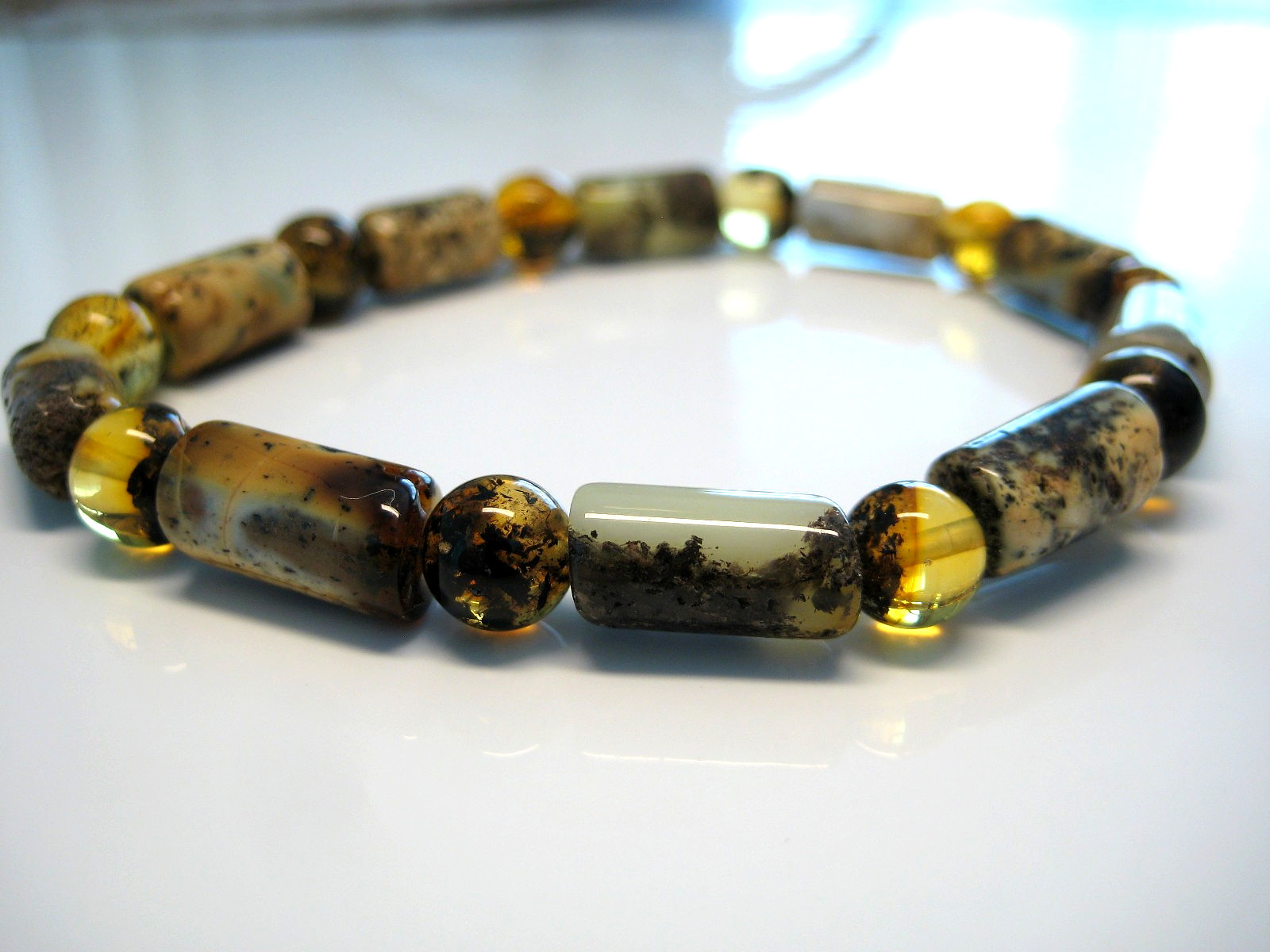 Genuine Multicolor Amber Baltic Amber Elastic Bracelet 7.5-8 in !!!