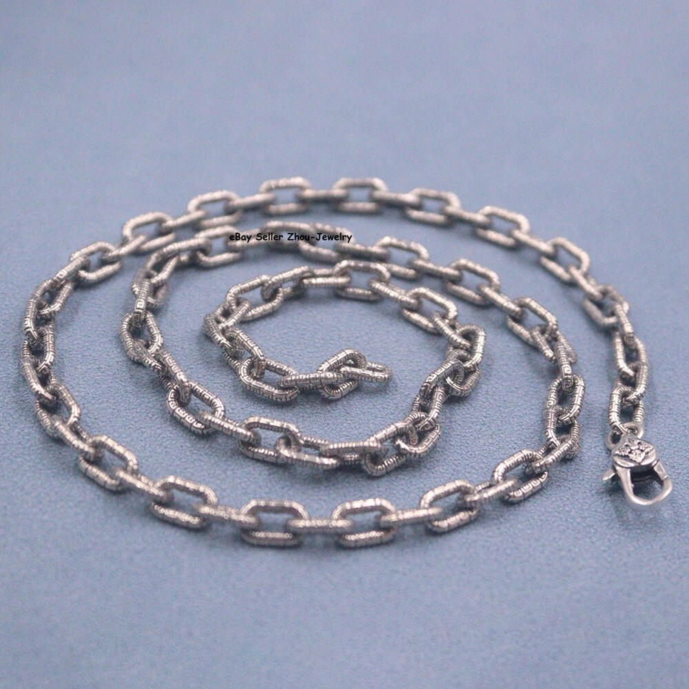 Real S925 Sterling Silver Chain 5mm Square O Link Necklace 31-32g 19.6inch