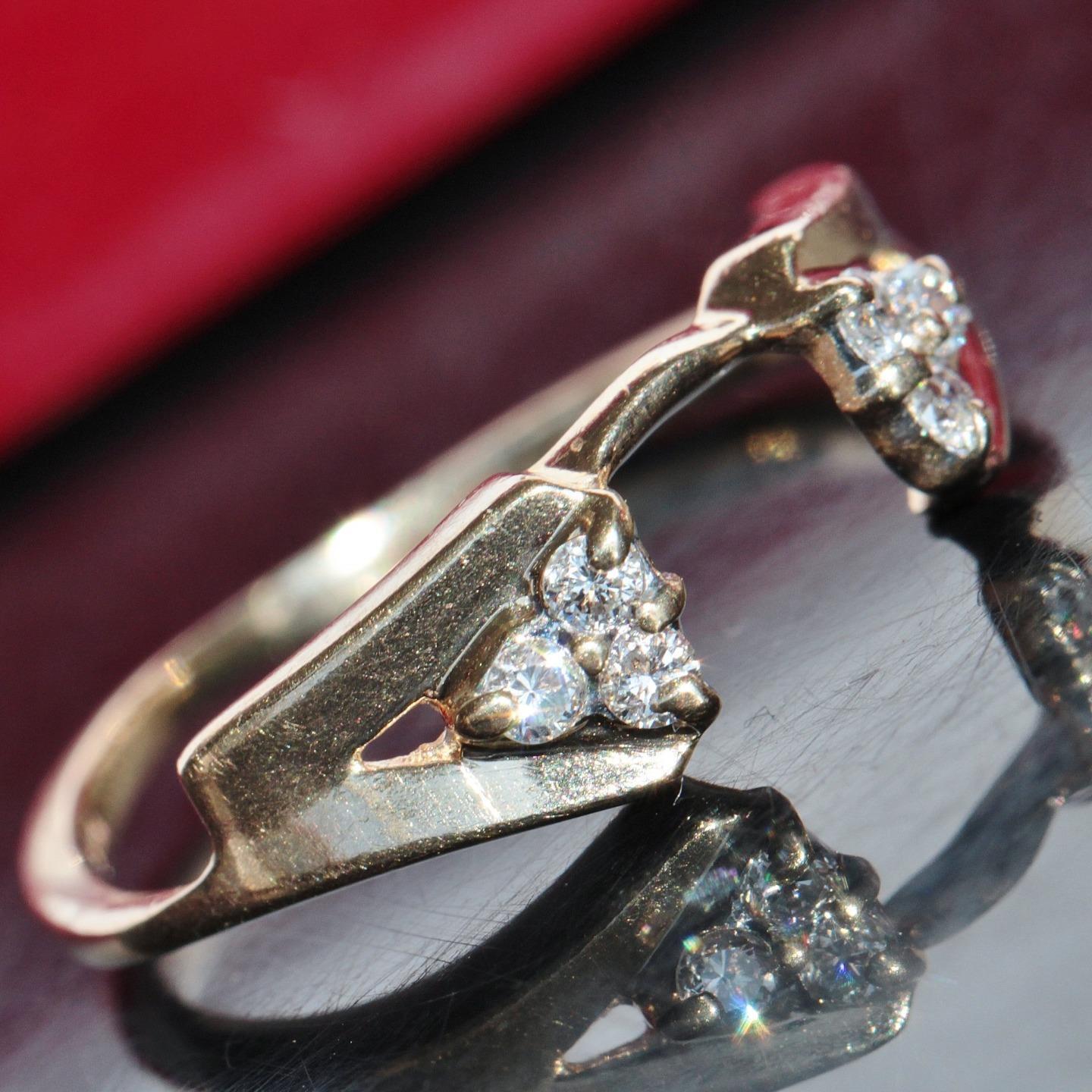 14k yellow gold ring enhancer 0.12c natural diamond size 6 solitaire wrap 1.95gr