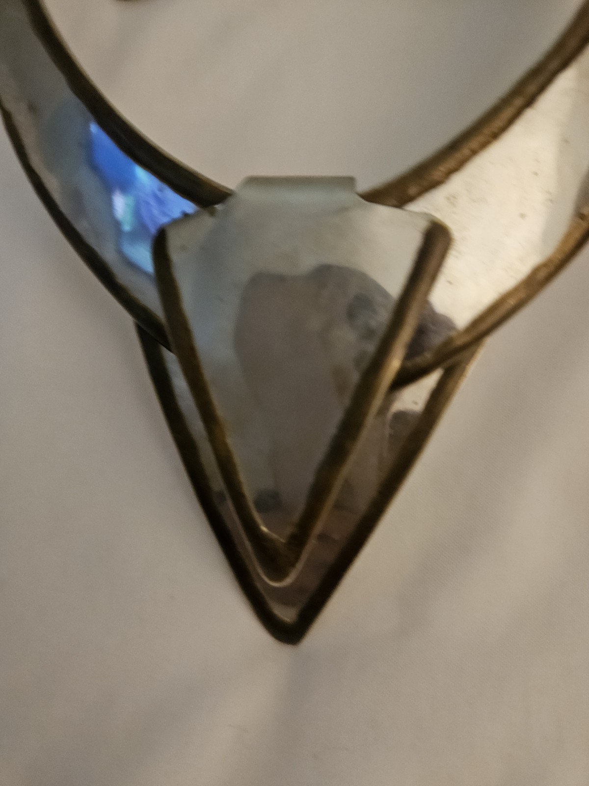 Vintage Silvertone And Brass Collar Choker & Earrings Demi-Parure Set