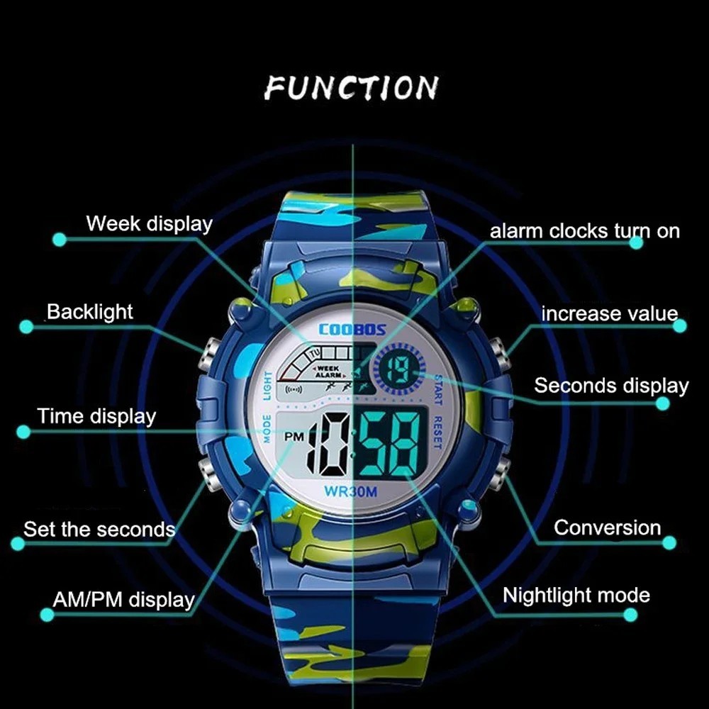 Kids Children Boys Girls Colour Digital Sports LED Wrist Watch Watches UK