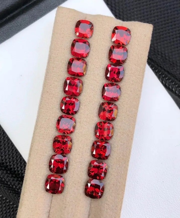 20.00 CT natural 6 mm calibrated Rhodolite Garnet cushion shape from Africa