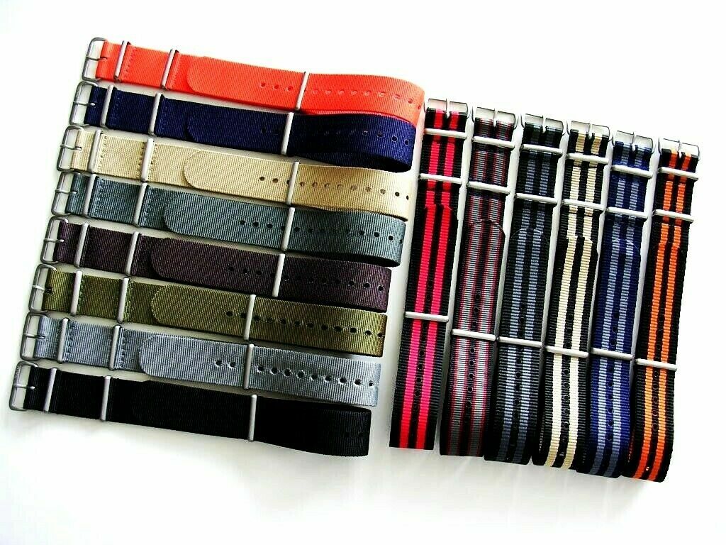 NATO® watch band 24mm G10 Premium nylon strap 2 pak RAF Bond IW SUISSE 18 20 22