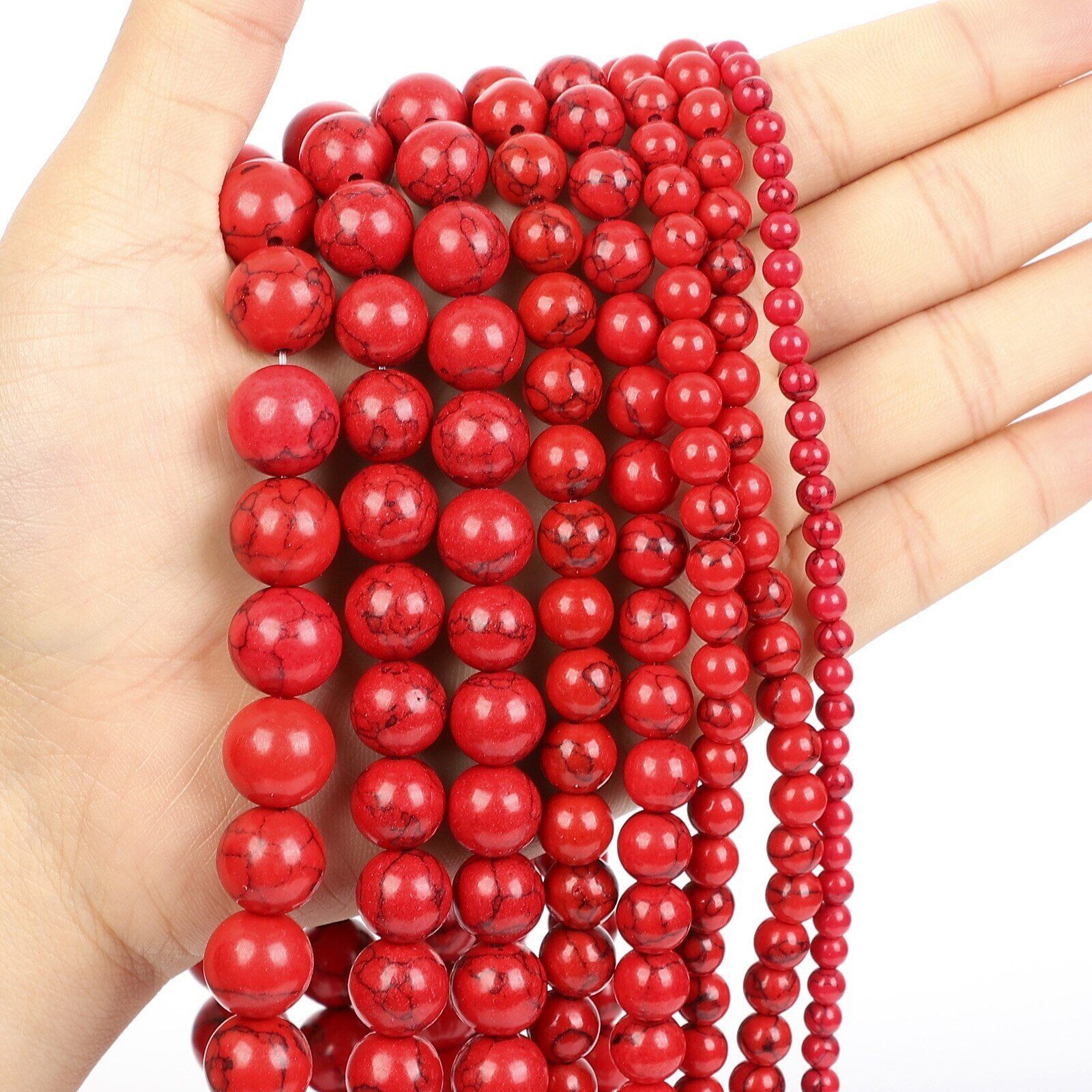Natural-Gemstone Round Spacer Loose Beads Jewelry Making 4mm 6mm 8mm 10mm 12mm