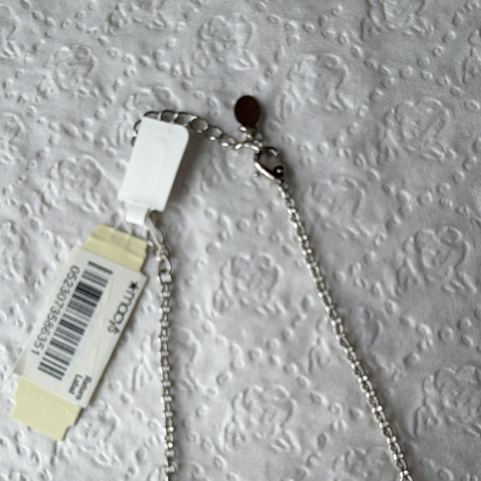 Macy’s 2028 Brand Silvertone White Crystal Oval Necklace 16 in NWT
