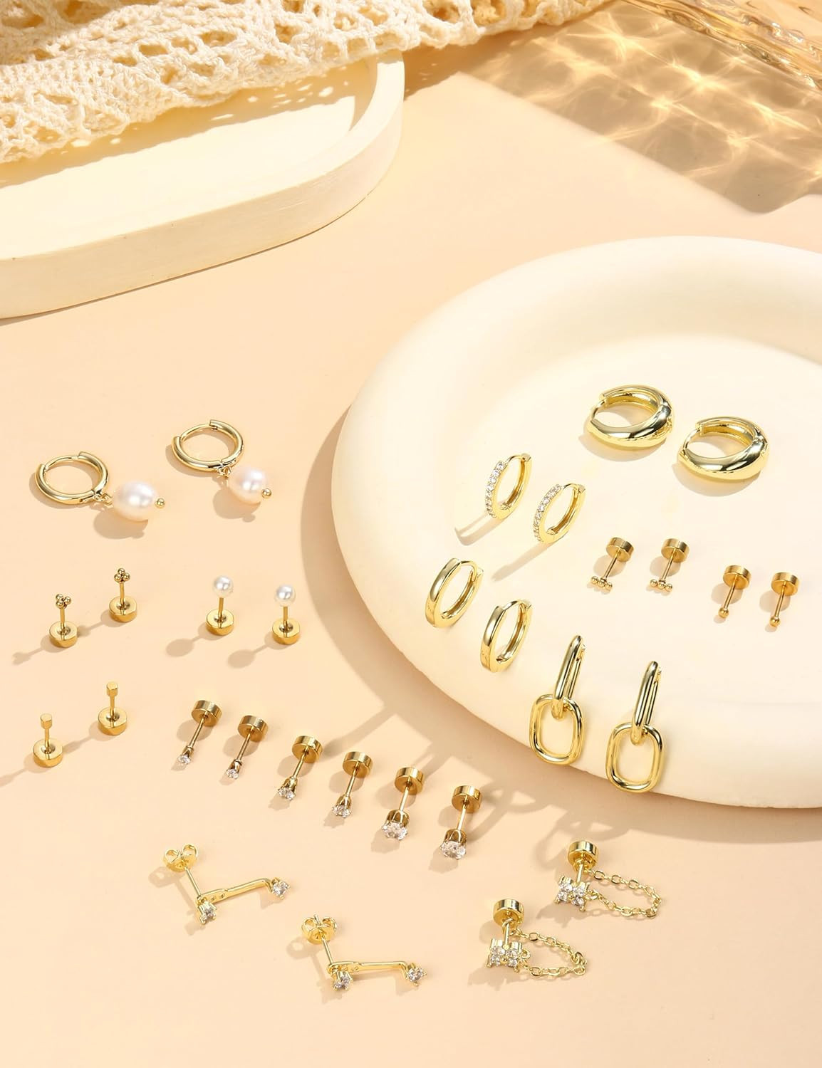 Flat Back Earrings for Women Hypoallergenic Surgical Steel Earrings for Sensitiv