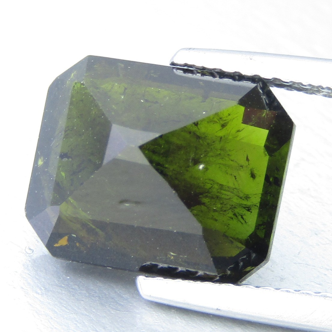 5.36Cts Natural Green Tourmaline 11x9x7.1mm Emerald Cut Loose Mozabique Gemstone