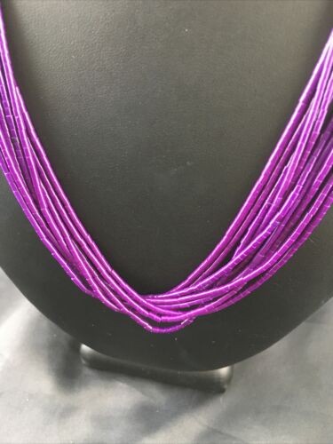 Navajo Sugilite 10 Strand Heishi Necklace | Sterling Silver Tubes 19″ 10169