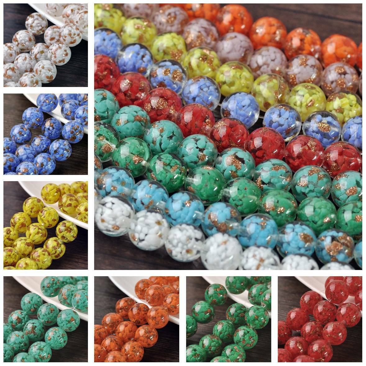 5pcs 12~20mm Round Lampwork Glass Charms Loose Craft Beads Jewelry Findings DIY