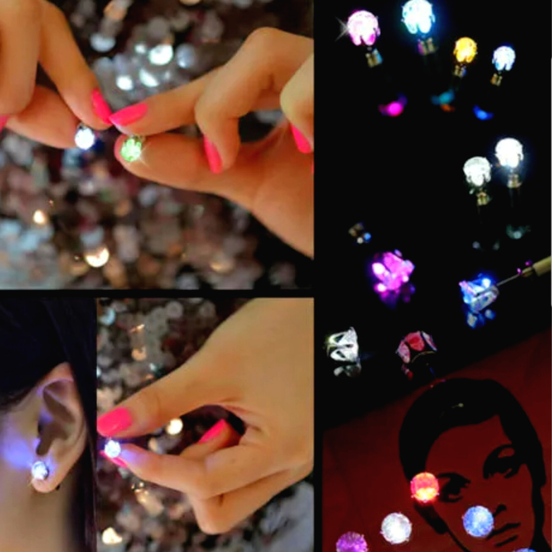 Aretes Zarcillos con Luz LED de Diamantes Accesorios Para Mujer y Niña Par US