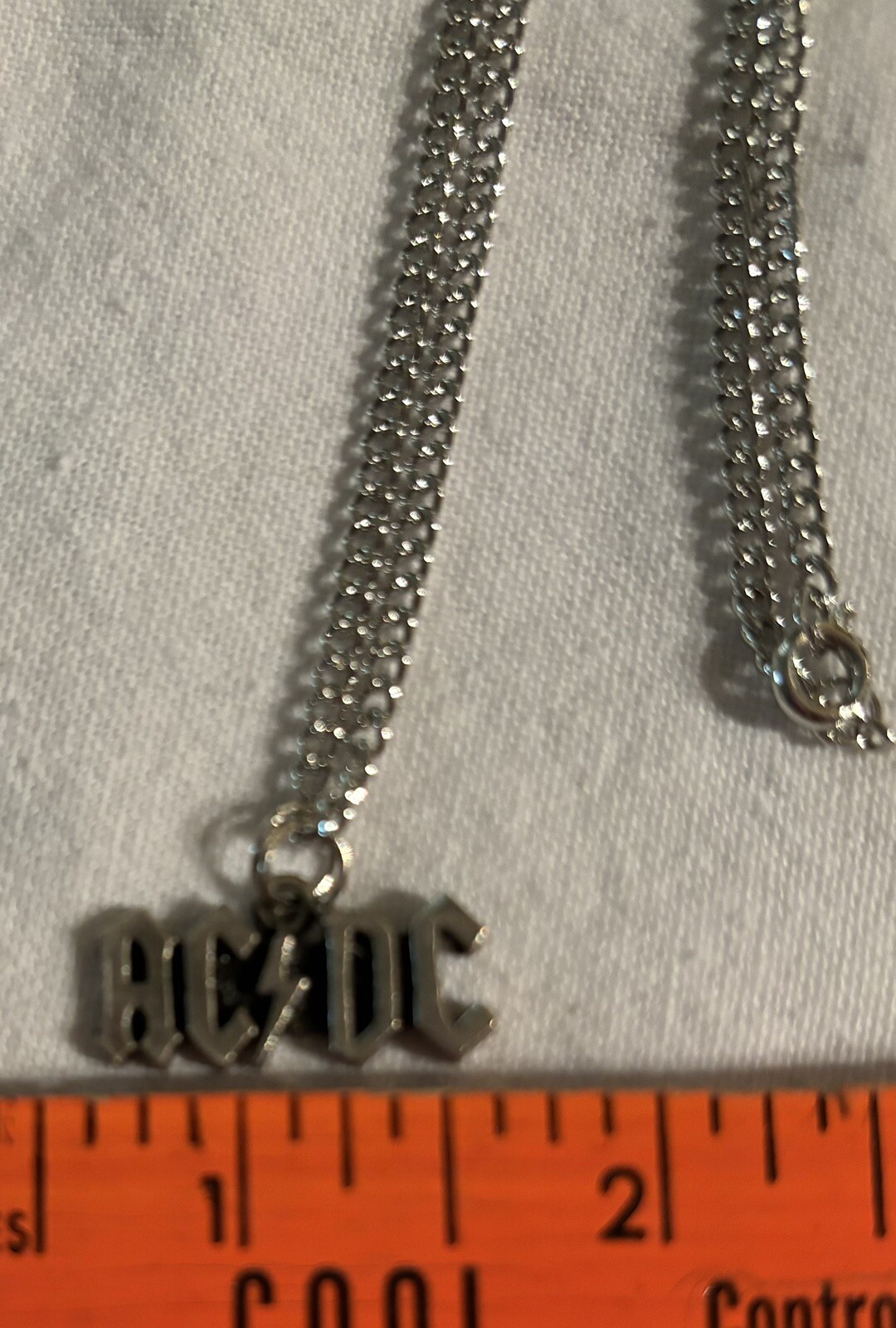 NEW Pewter ACDC Band Pendant charm on 24 inch silver colored chain
