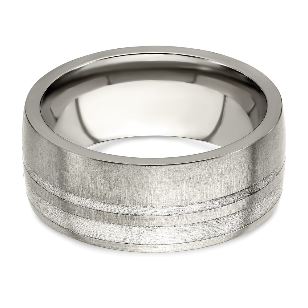 Titanium and Argentium Sterling Silver Brushed 9mm Band Ring Size 10 for Men’s