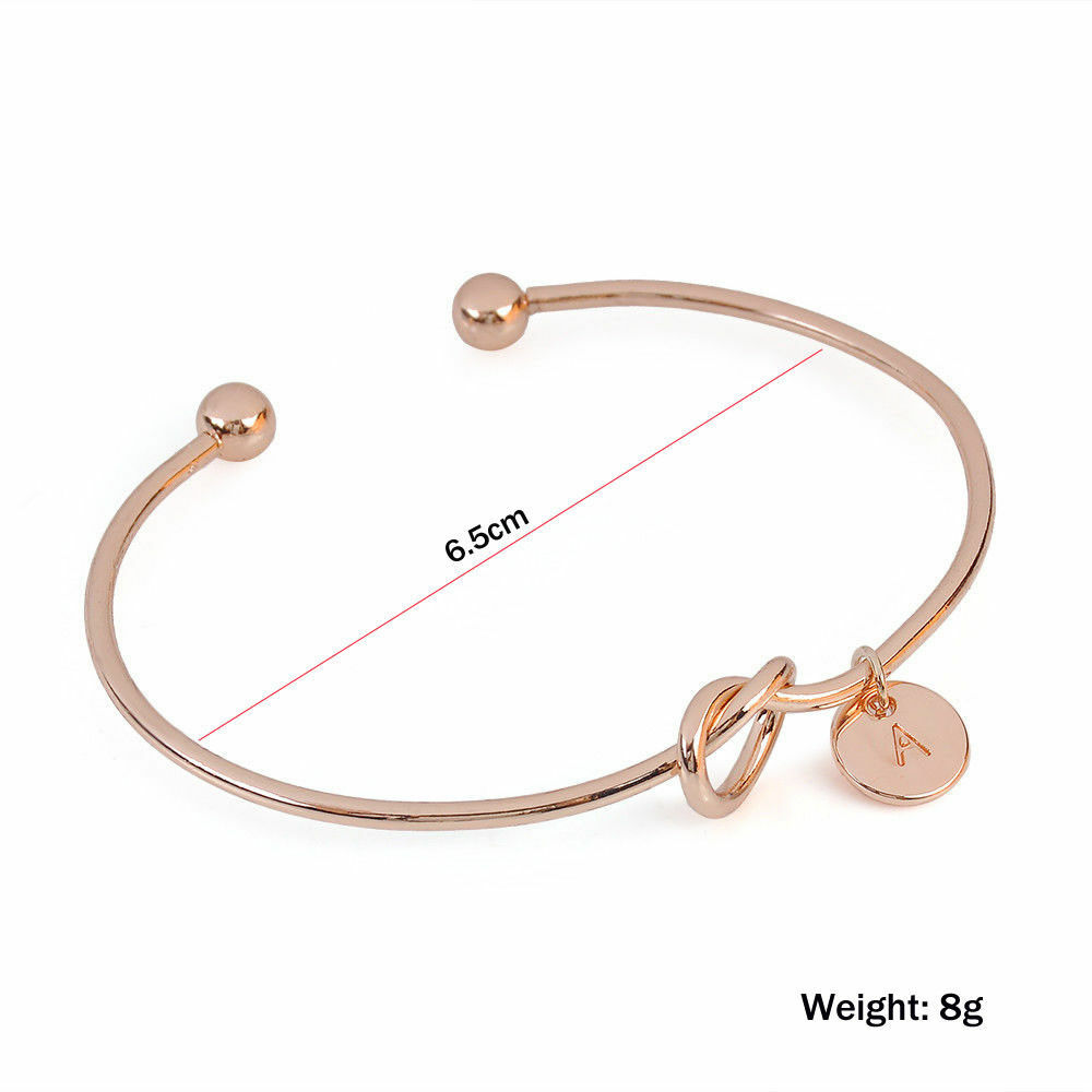Personalized Bracelet Initial Knot Monogram Bridesmaid Bangle 26 Letter UK Stock