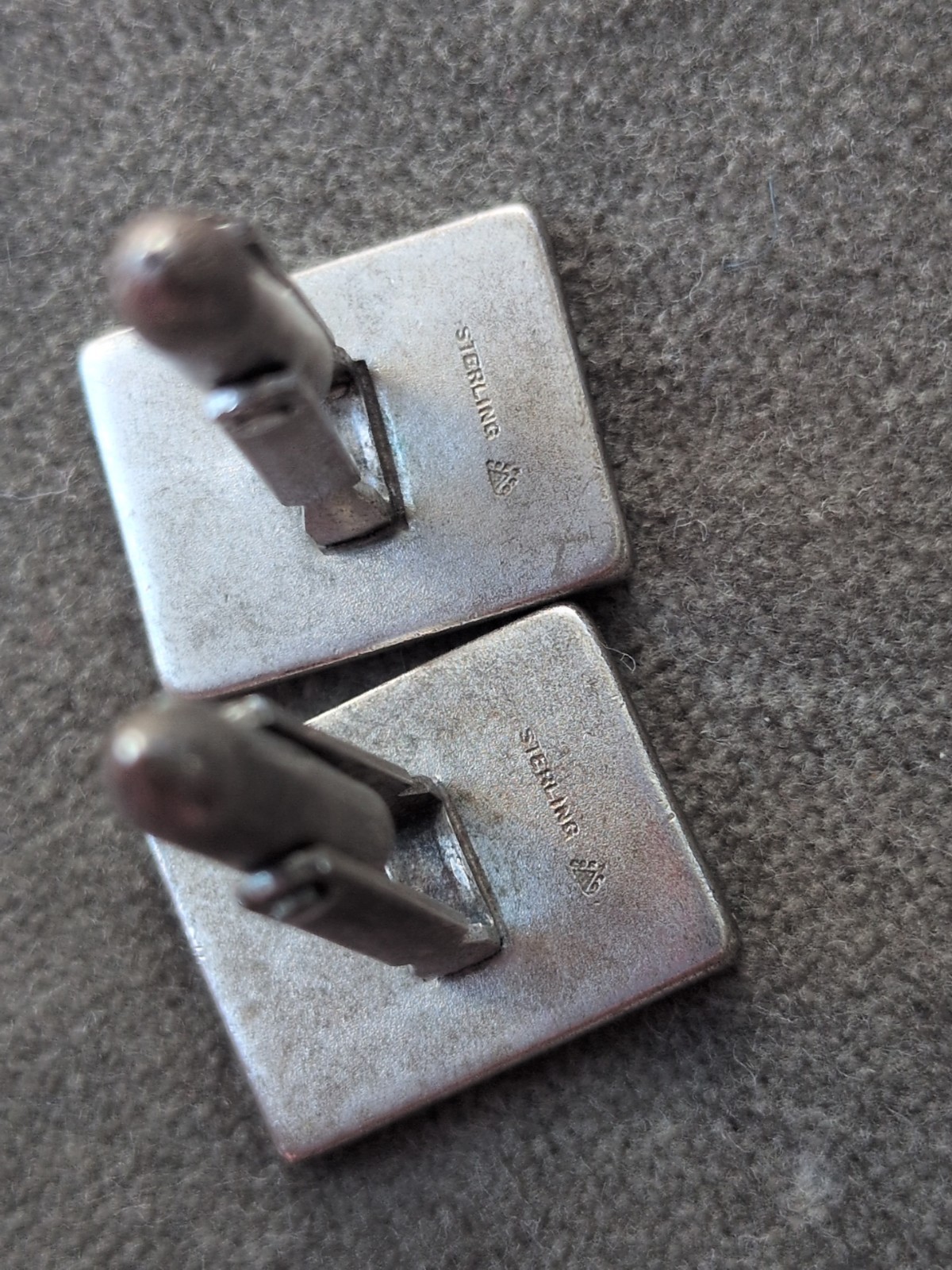 Vtg E.F.C. Sterling Silver Mens Cuff Links Square Bullet back MCM Retro