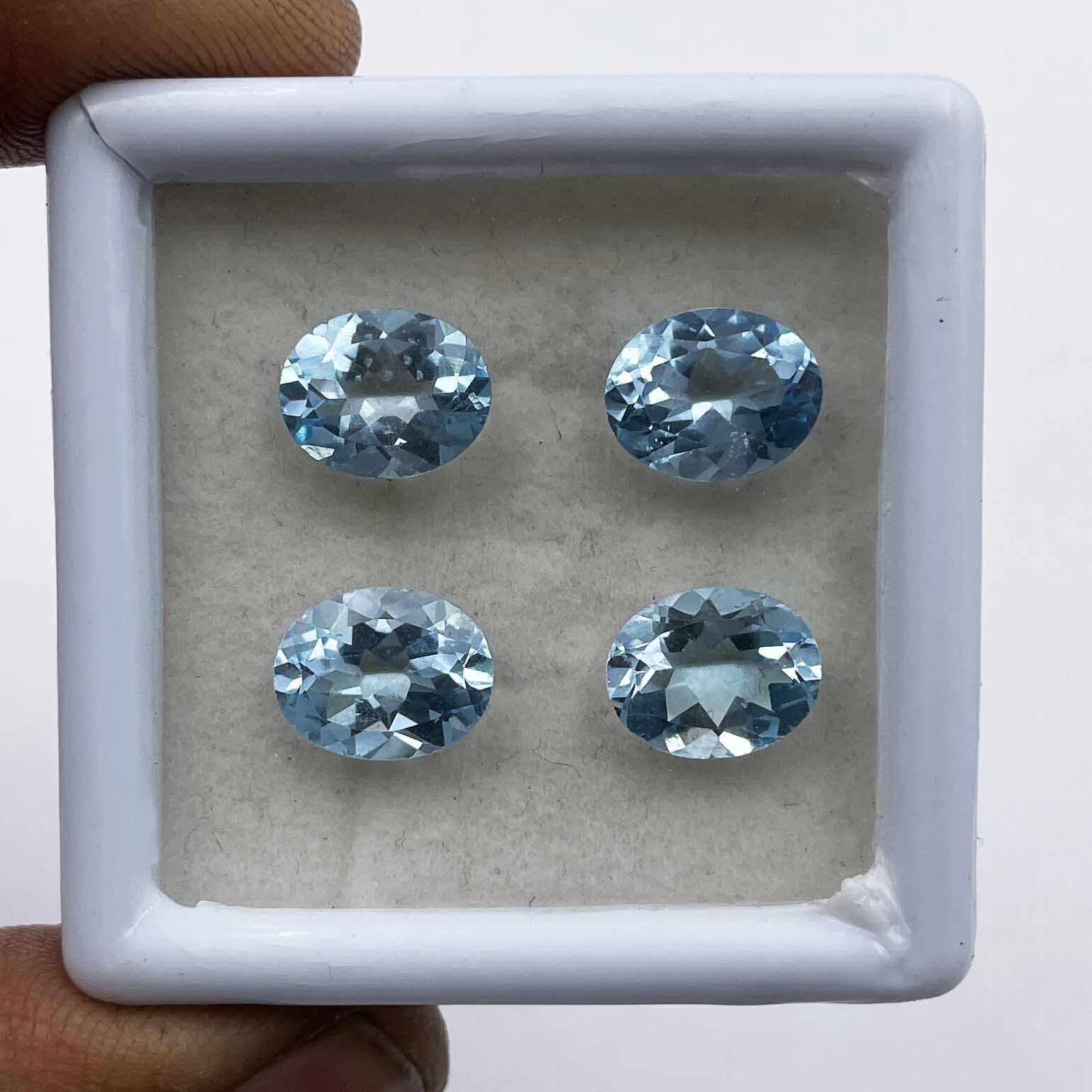 Natural Sky Blue Topaz Oval Cut Loose Gemstone Lot 4 Pcs 8*10 MM 11.50 CT