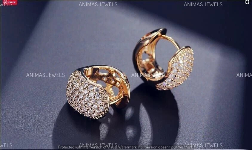 Real VVS1 Moissanite 1 CT Huggie Hoop Earrings For Women’s 14K Rose Gold Plated