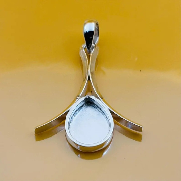 925 Sterling Silver 9x11mm Pear Bezel Pendant Setting DIY Jewelry Supplies