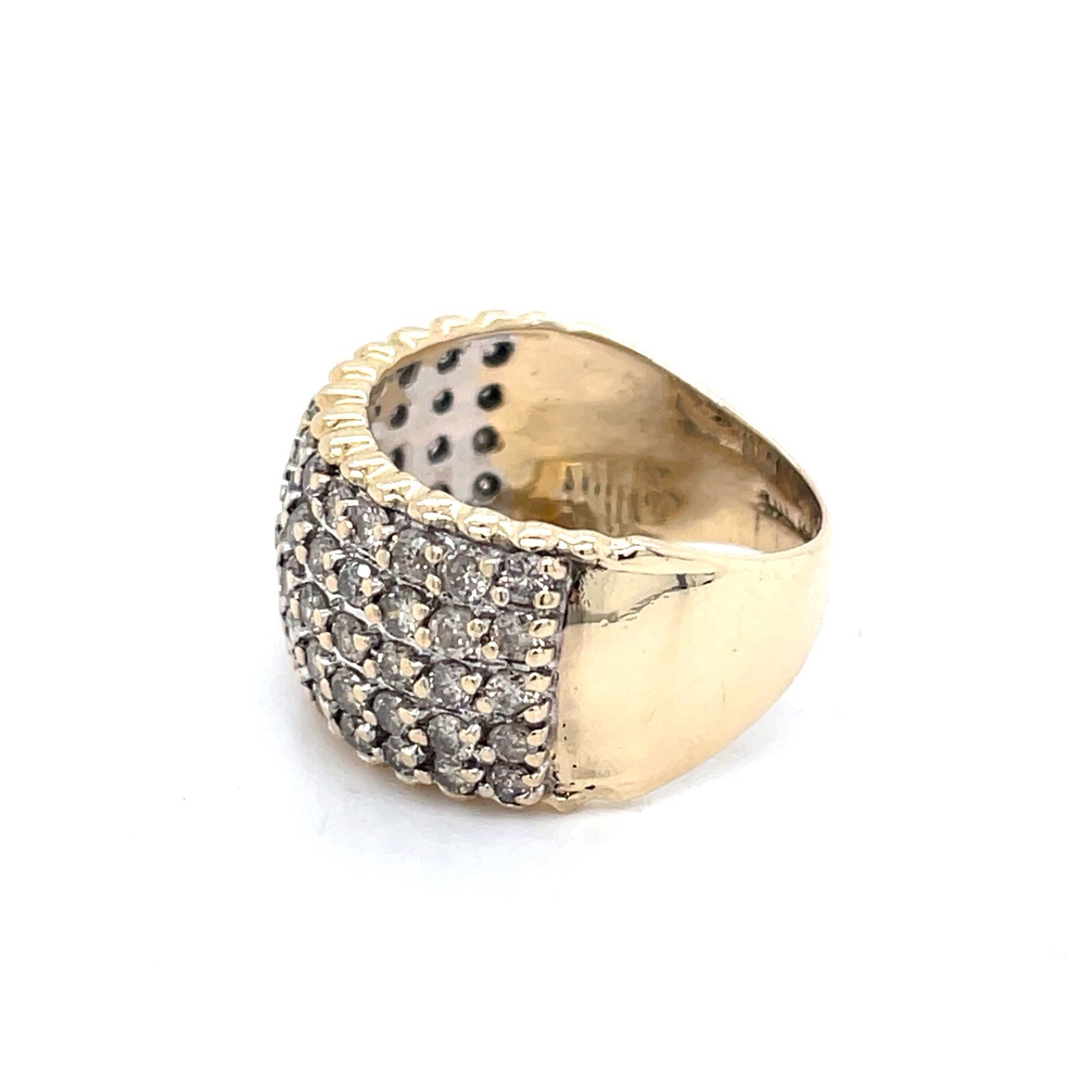 14k Yellow Gold 5 Row 1 Ct Tw Diamond Band Ring Size 7 – 6.3 Grams