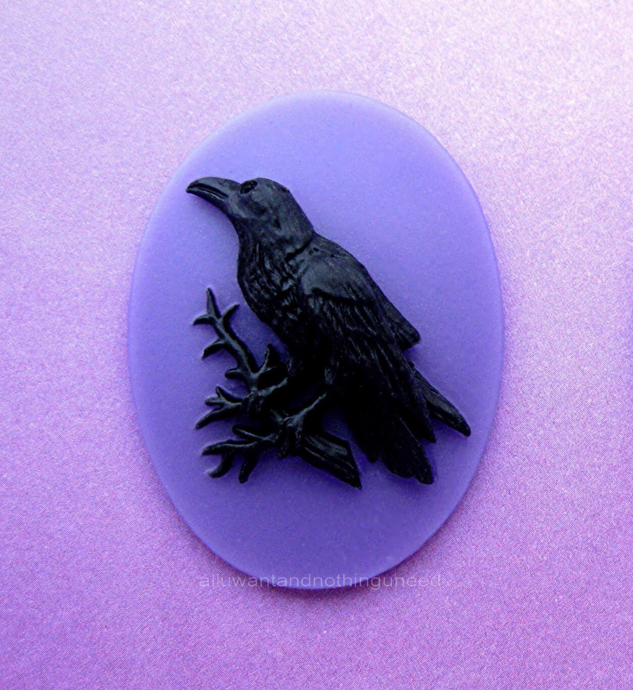 8 Multi Color BLACK BIRD CROW RAVEN on Branch 40mm x 30mm GOTH EMO CAMEOS Lot
