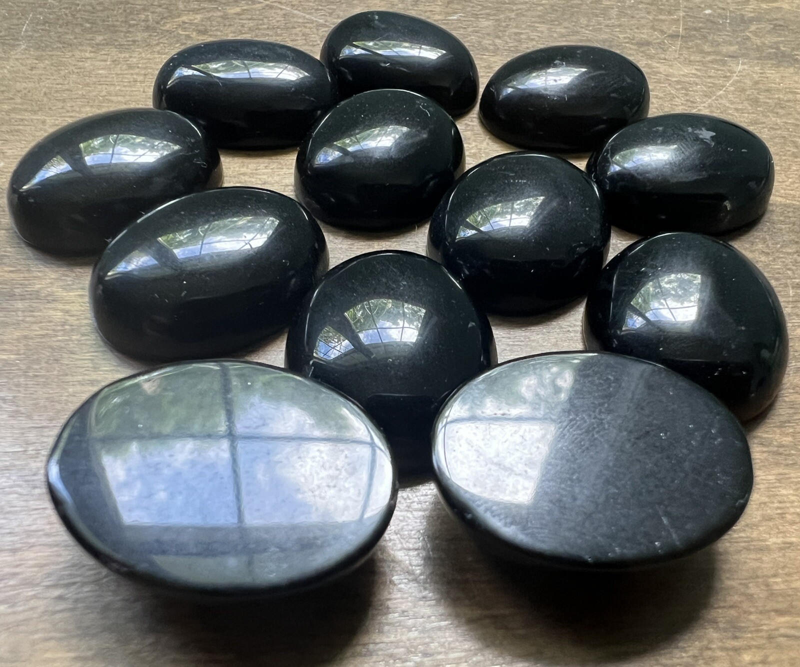 Black Obsidian Oval Cabochon Lot 12pcs 20mm X 25mm