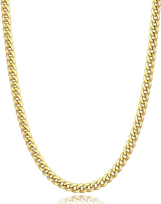 To My Dad Cuban Link Chain for Men Gold Cuban Necklace 4mm 24 inch Long Mens