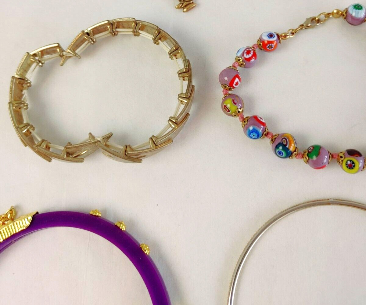 Mixed Lot of 18 Bracelets Bangle, Stretch, Charm, Cuff & Band As Pictured #17544