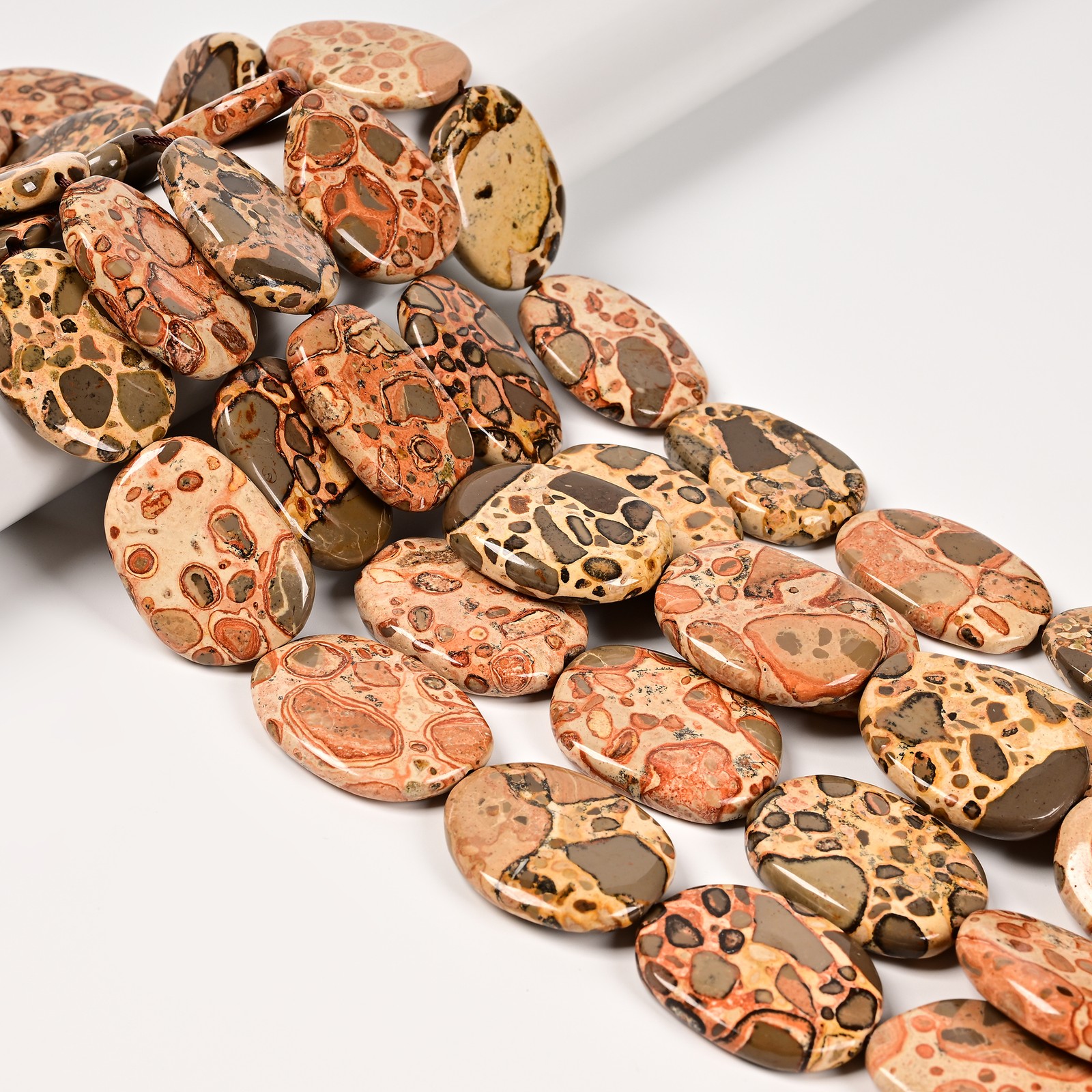 Natural American Picture Jasper Flat Slab Slice Beads Size 30x40mm 15.5″ Strand